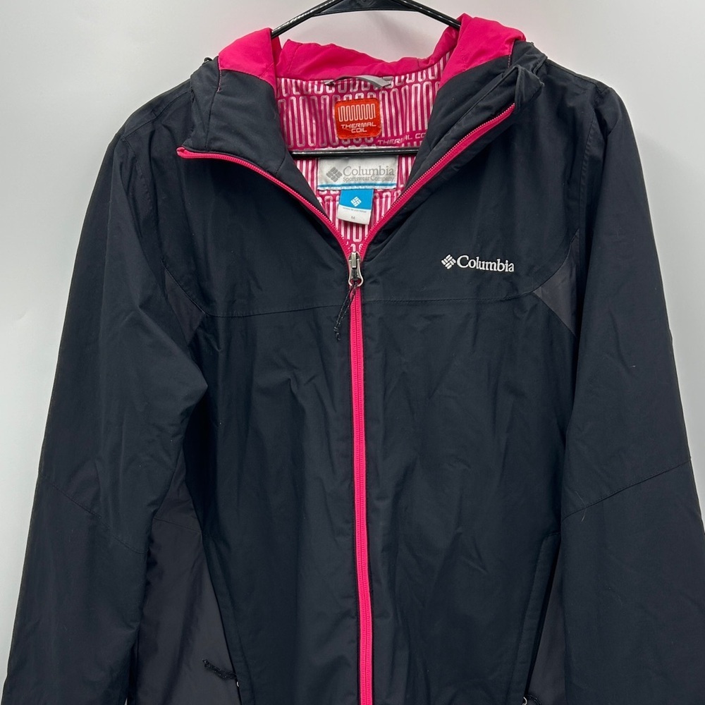 Columbia Kids Raincoat in Black with Pink Highlights
